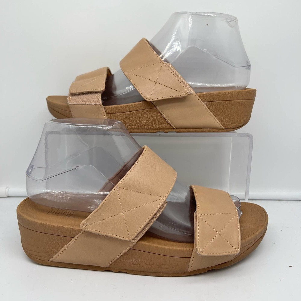 Fitflop Women's Tan Leather Dual-Strap Slide Sandals